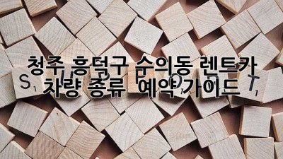 청주 흥덕구 수의동 렌트카: 차량 종류 & 예약 가이드